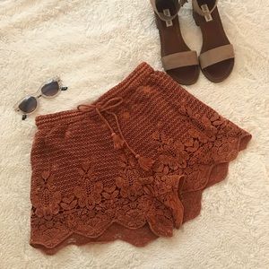 Abercrombie Orange Crochet Shorts